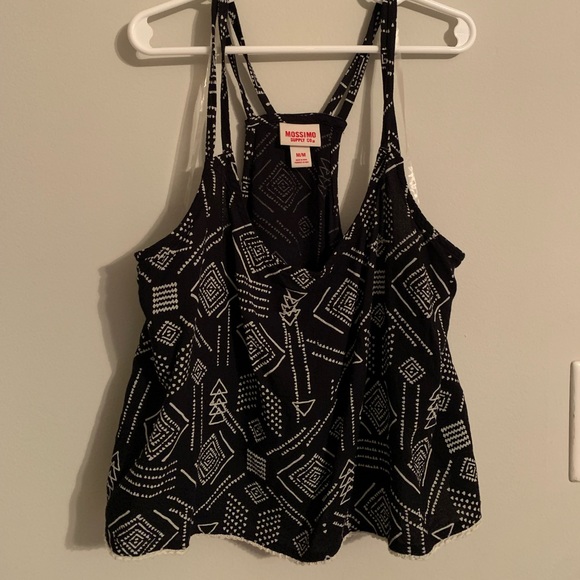 Mossimo supply co medium patterned black and white strappy tank top - Picture 4 of 5